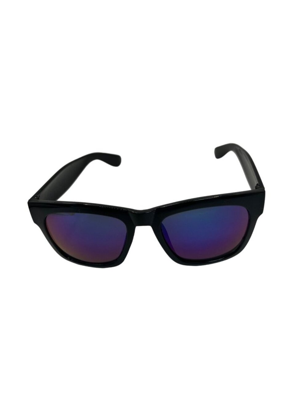 Unisex Black Sunglasses With Purple Reflective Lenses